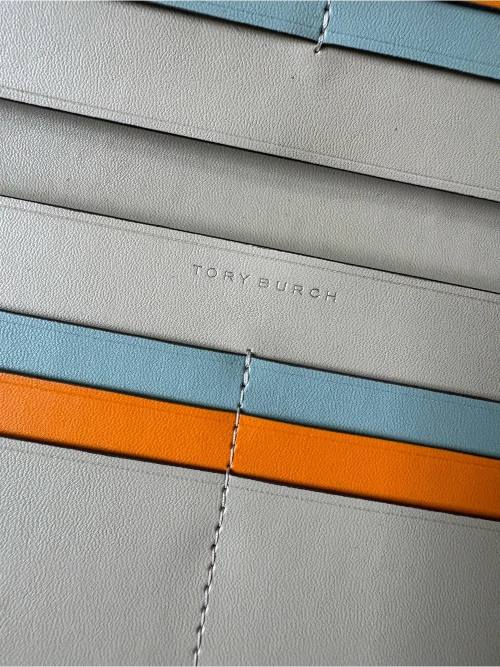 Tory Burch Blake Slim Envelope Wallet | Clay with Blue & Orange Accents